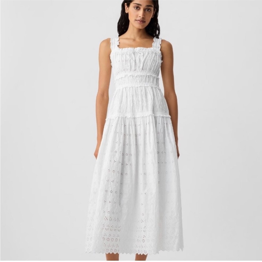 Gap x Doen Eyelet Midi Dress in white size Medium